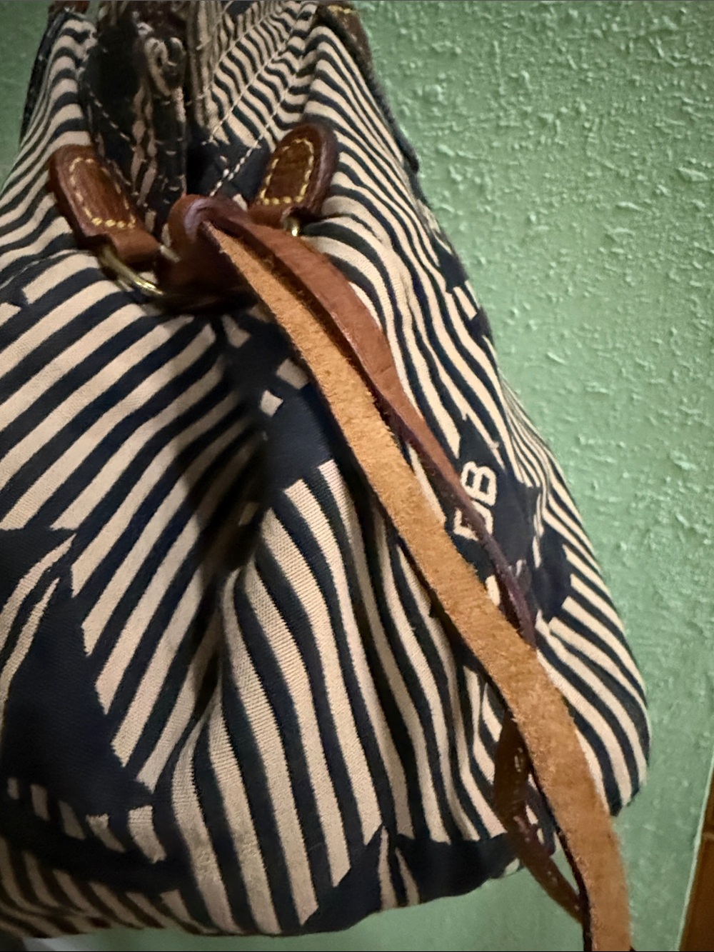 Dooney & Bourke Sailboat Print on Black Stripe Shoulder Bag - Picture 15 of 15